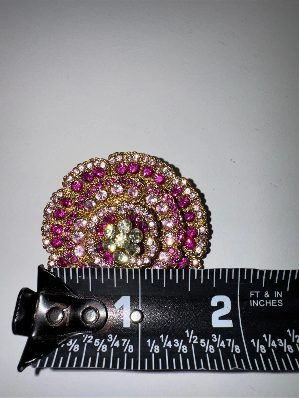 Rucinni Pink Crystal Rhinestone Floral Brooch – Gold Tone Statement Pin NWT